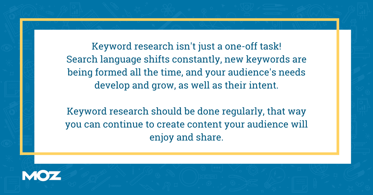graphic with text: keyword research isn't just a one-off task
